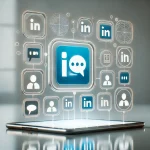 3D holographic icons floating above a smartphone screen on a reflective surface.